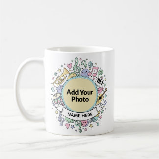 Cute Musical Doodles Kids Custom Photo Name Mug Kaffemugg