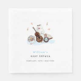 Cute Musician Polar Bear Baby Shower Pappersservett