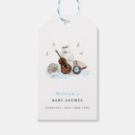 Cute Musician Polar Bear Baby Shower Presentetikett