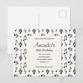 Cute Musik noter Mönster födelsedag Inbjudan Vykort
