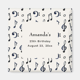 Cute Musik noter Mönster födelsedag Magnet