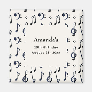 Cute Musik noter Mönster födelsedag Magnet