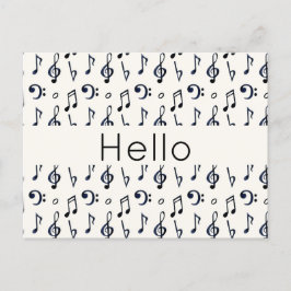 Cute Musik noter Mönster Hej Vykort