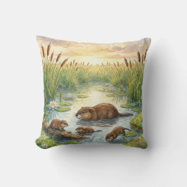 Cute Muskrat And Pups River and Lake Animals  Kudde