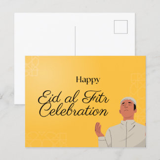 Cute Muslim Boy and Girl Eid Mubarak Postcard Vykort