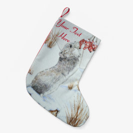 Cute-musröd bär på vilda djur på snö-scenen liten julstrumpa