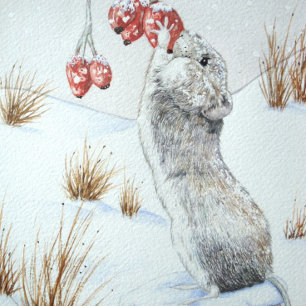 Cute Musscen i snö för chrismas Pussel