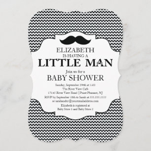 Cute Mustache Bash Boys Baby Shower Chevron Inbjudningar