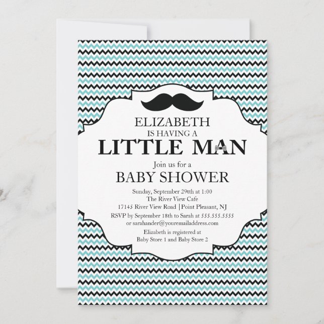 Cute Mustache Bash Boys Baby Shower Inbjudningar (Framsida)