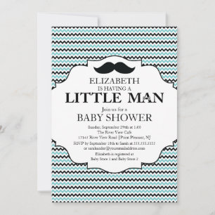 Cute Mustache Bash Boys Baby Shower Inbjudningar