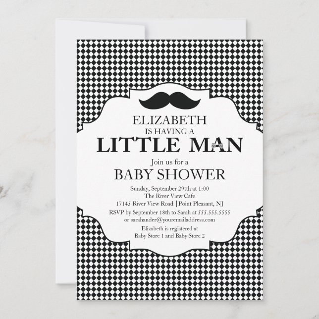 Cute Mustache Bash Boys Baby Shower Inbjudningar (Framsida)