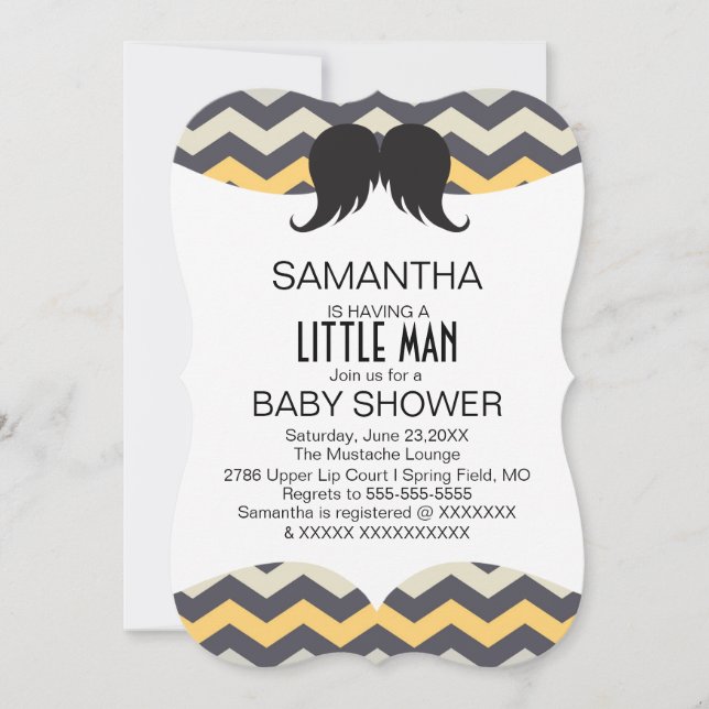 Cute Mustache Boys Baby Shower Anpassningsbar Inbj Inbjudningar (Framsida)