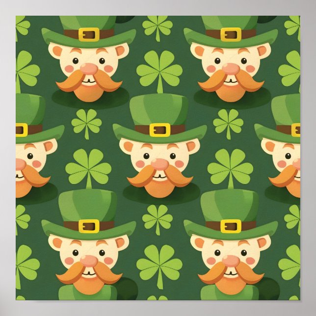 Cute Mustache Leprechaun Poster (Framsidan)