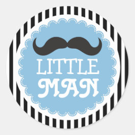Cute Mustache Little Man Baby Shower Black Rand Runt Klistermärke