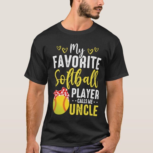 Cute My Favorite Softball Player kallar mig farbro T Shirt (Framsida)