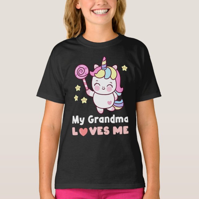 Cute My Grandma Kärlek Me Unicorn T Shirt (Framsida)