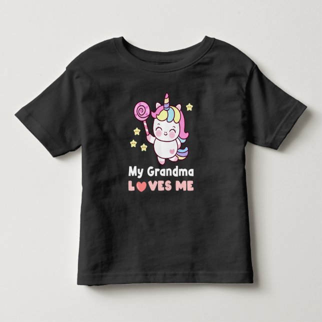 Cute My Grandma Kärlek Me Unicorn T Shirt (Framsida)
