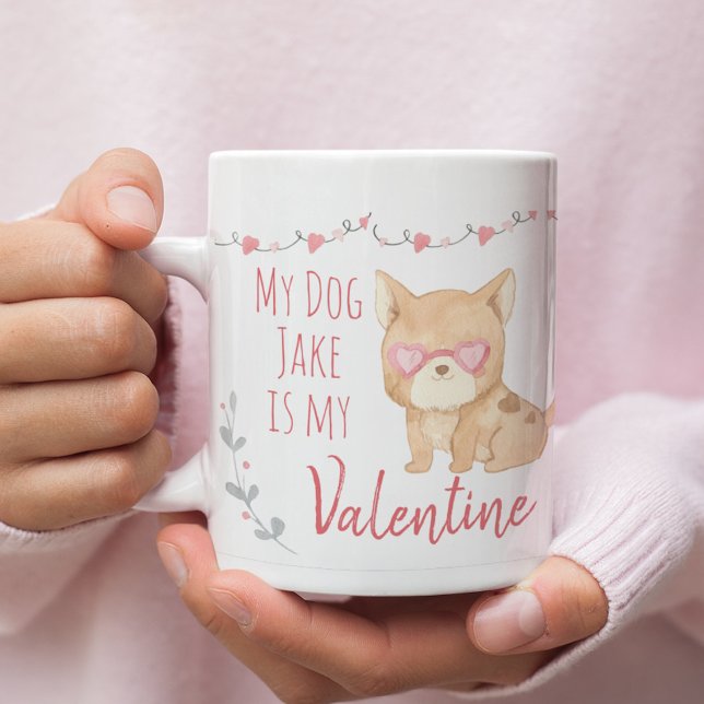 Cute My Hund är Min Valentine Personalize Two-Tone Två-Tonad Mugg (Skapare uppladdad)