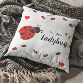 Cute My Little Ladybug Red and Black med Namn Kudde