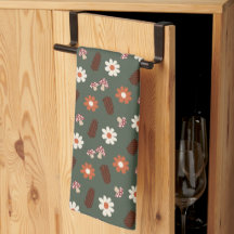 Cute mysiga mönster med blommor, svamp och pinekon