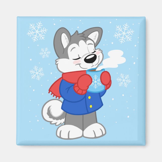 Cute mysigt husky magnet (Framsidan)