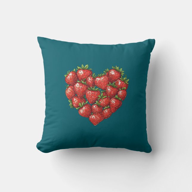 Cute Mysigt Modern Romantic Chic Strawberry Heart Kudde (Framsida)