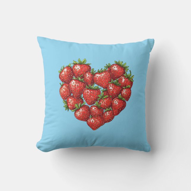 Cute Mysigt Modern Romantic Chic Strawberry Heart Kudde (Framsida)