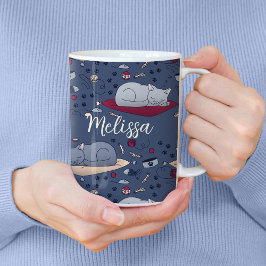 Cute & Mysigt Sömnig Cat Dreams Mönster Kaffemugg