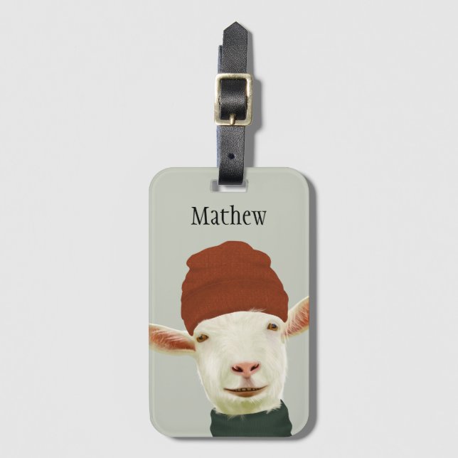 Cute Mysigt vinterget med Beanie Hat och Scarf Bagagebricka (Framsida vertikal)