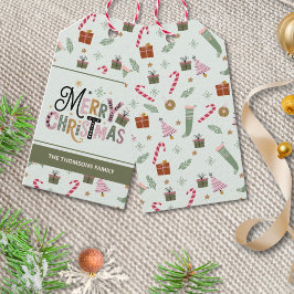 Cute Mysigt Winter Whimsical God jul Presentetikett