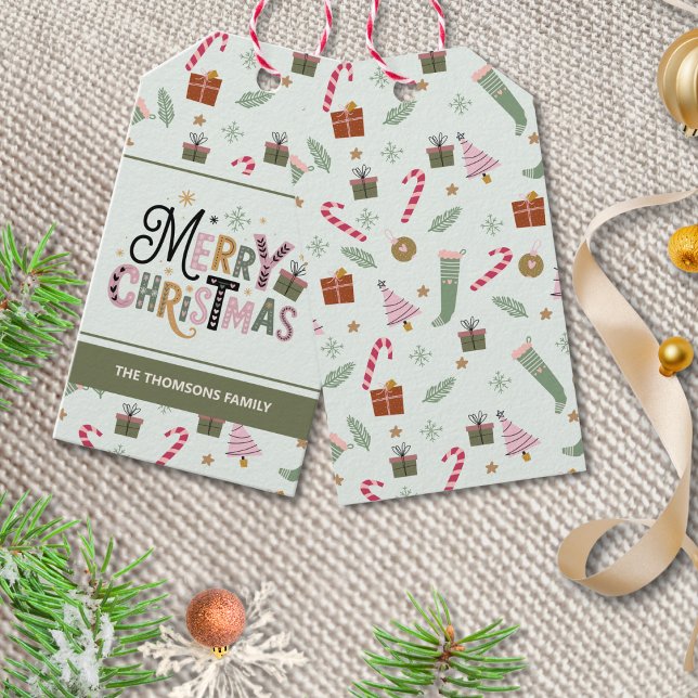 Cute Mysigt Winter Whimsical God jul Presentetikett (Skapare uppladdad)