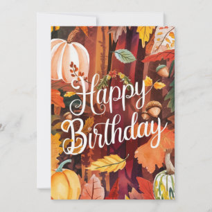 Cute Mysigt Wish Autumn Fall Grattis på födelsedag Kort