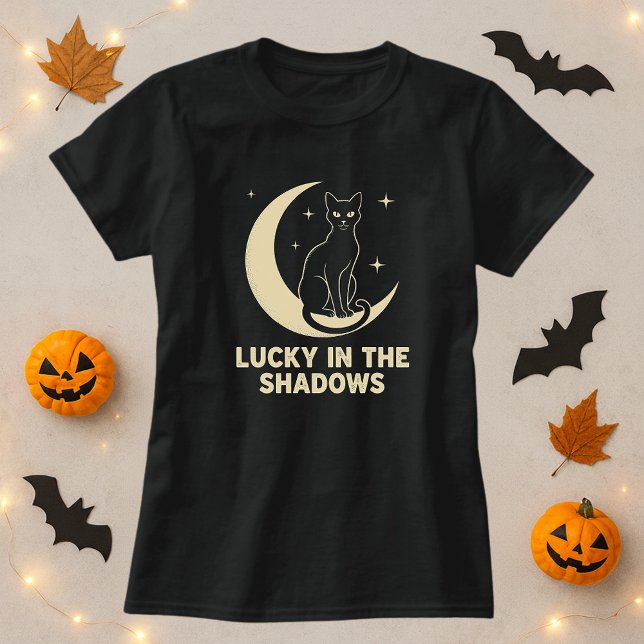 Cute Mystic Måne Halloween Black Cat T Shirt (Skapare uppladdad)