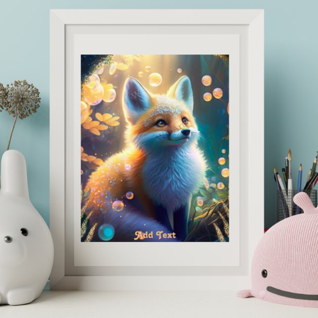 Cute Mystical Fox in Enchanted Forest Personalized Poster (Skapare uppladdad)