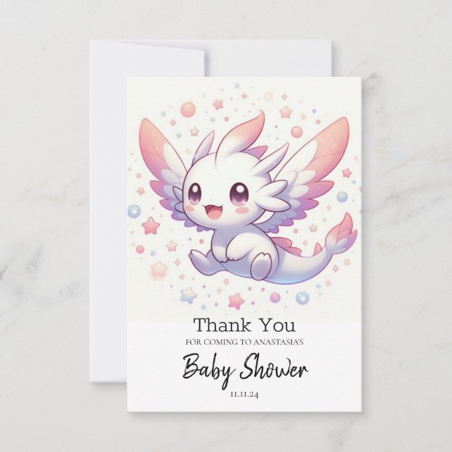 Cute Mythical Dragon Baby Shower Tack Kort (Framsida)