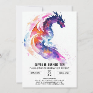 Cute Mythical Kids Dragon Birthday Inbjudningar