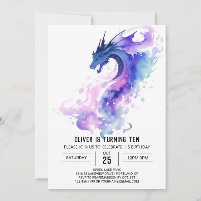 Cute Mythical Kids Dragon Birthday Inbjudningar (Framsida)