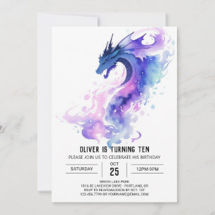 Cute Mythical Kids Dragon Birthday Inbjudningar