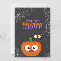 Cute n Spooky Scaredy Cat and Pumpkin Birthday