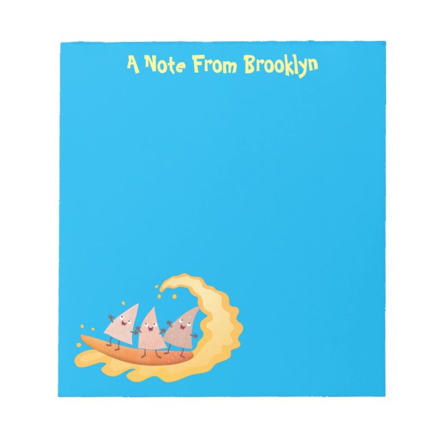 Cute nachos maj chip surfande tecknad anteckningsblock (Framsida)