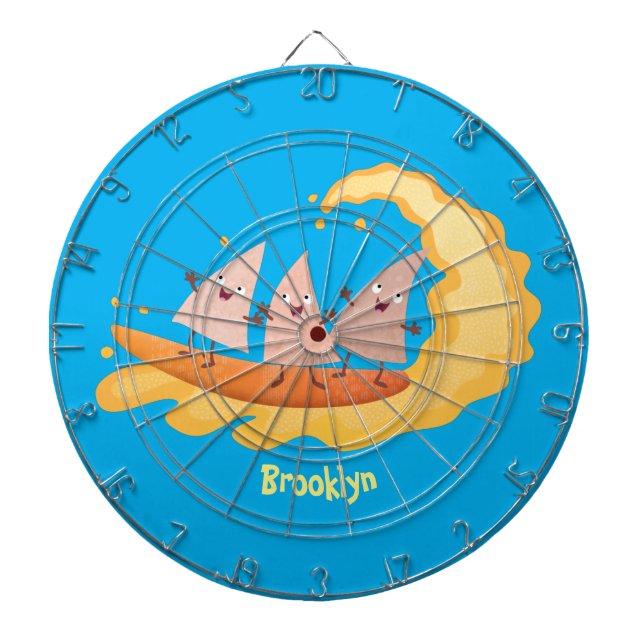 Cute nachos maj chip surfande tecknad darttavla (Framsidan)