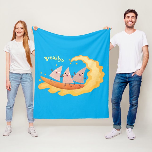 Cute nachos maj chip surfande tecknad fleecefilt (På plats)