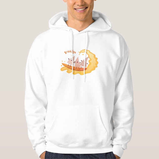 Cute nachos maj chip surfande tecknad hoodie (Framsida)