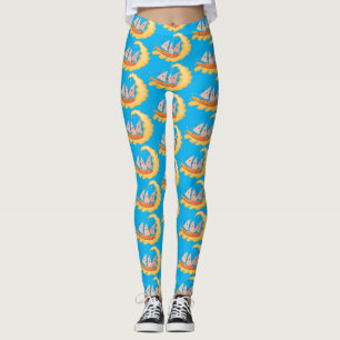 Cute nachos maj chip surfande tecknad leggings