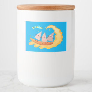 Cute nachos maj chip surfande tecknad mat etiketter