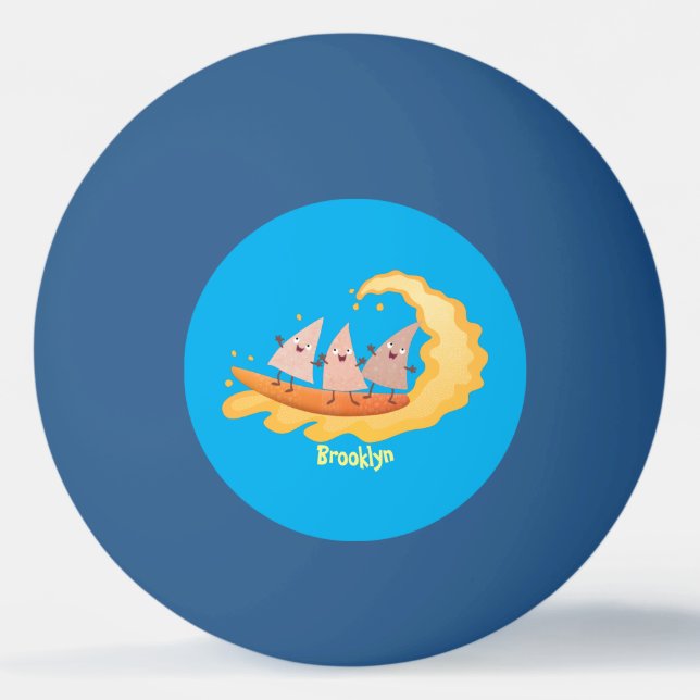 Cute nachos maj chip surfande tecknad pingisboll (Framsidan)