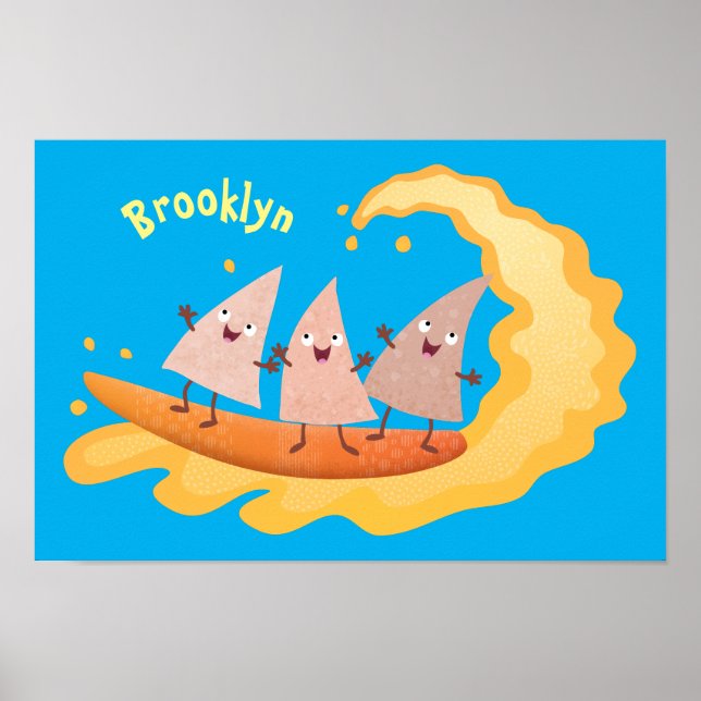 Cute nachos maj chip surfande tecknad poster (Framsidan)