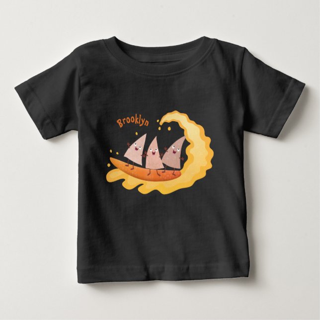 Cute nachos maj chip surfande tecknad t shirt (Framsida)