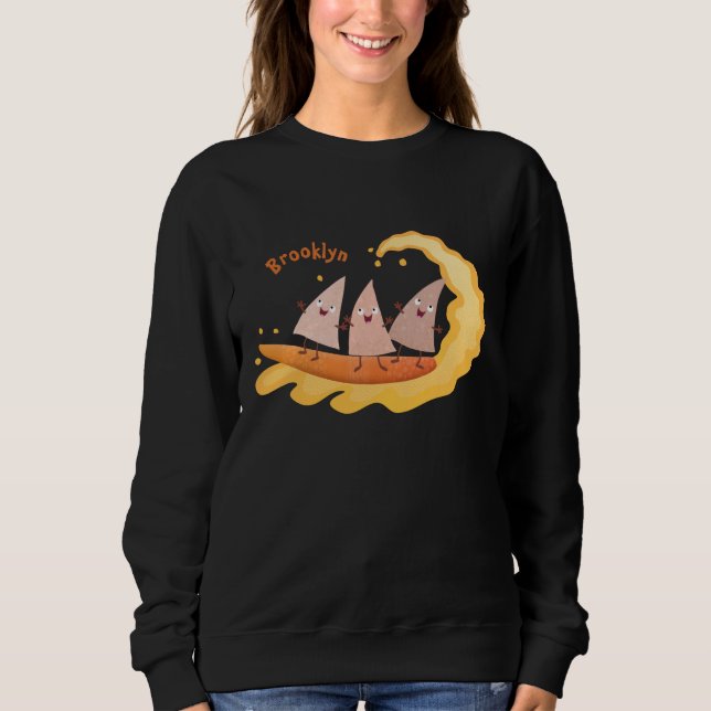 Cute nachos maj chip surfande tecknad t shirt (Framsida)
