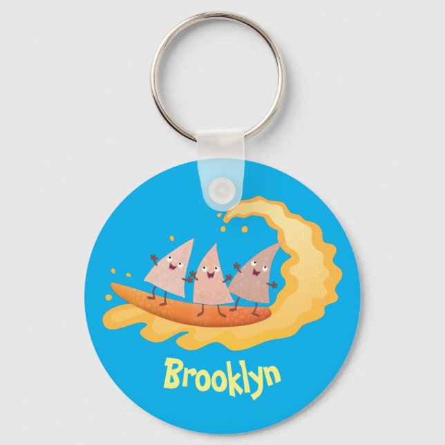 Cute nachos maj chip surfing nyckelring (Framsida)